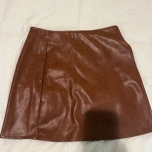 Brown leather skirt